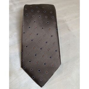 La Corona‎ Men's 100% Silk Neck Tie Tan Light Brown with Orange Brown Dots NWT